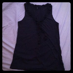 Navy blue ruffle collar tank